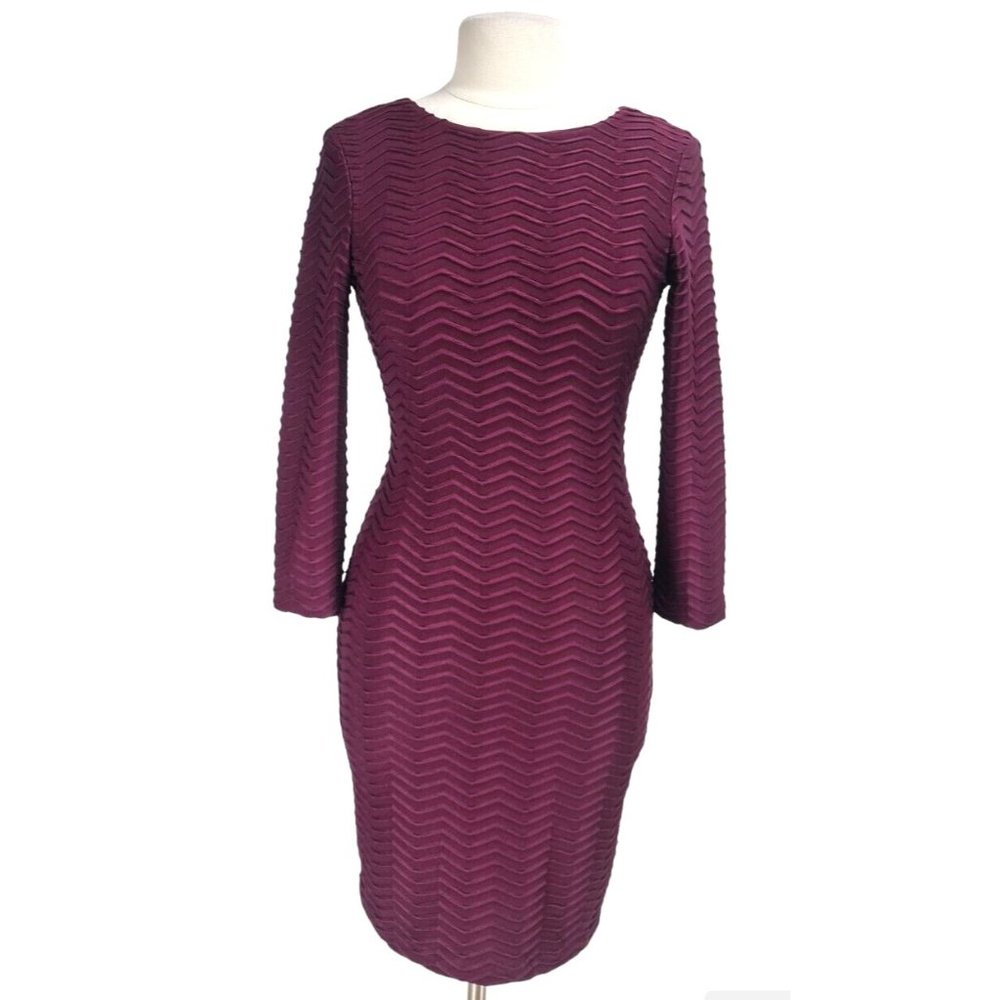 Calvin Klein Womens Sheath Knee Length Dress Size 2 Red Berry Crew Neck  100A